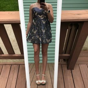 Short semi formal blue sequin dress